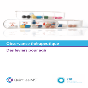 Observance thérapeutique Des leviers pour agir