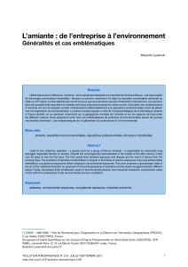 L’amiante : de l’entreprise à l’environnement  Généralités et cas emblématiques Résumé Benjamin Lysaniuk*