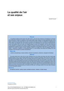 La qualité de l’air et ses enjeux Résumé Isabelle Roussel*