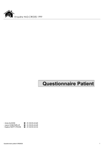 Questionnaire Patient Enquête HAD-CREDES 1999 -