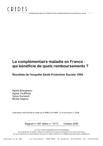 La compl mentaire maladie en France : qui b n ficie de quels remboursements ? R sultats de l'enqu te Sant Protection Sociale 1998.