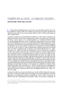 L Inégalités face au cancer : un diagnostic nécessaire