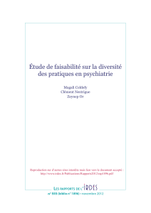 Étude de faisabilité sur la diversité des pratiques en psychiatrie Magali Coldefy