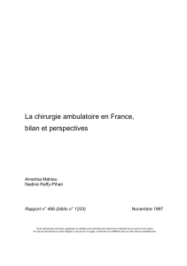La chirurgie ambulatoire en France, bilan et perspectives Arrantxa Mahieu Nadine Raffy-Pihan