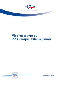 Mise en œuvre du PPS Paerpa : bilan à 6 mois