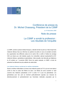 Conférence de presse du Dr. Michel Chassang, Président de la CSMF