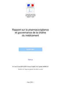 Rapport sur la pharmacovigilance et gouvernance de la chaîne du médicament RAPPORT