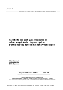 Variabilit des pratiques m dicales en m decine g n rale : la prescription d antibiotiques dans la rhinopharyngite aigu