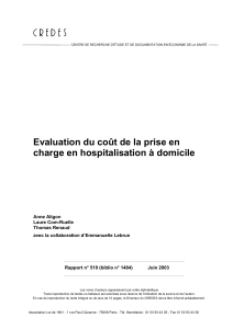 Evaluation du coût de la prise en