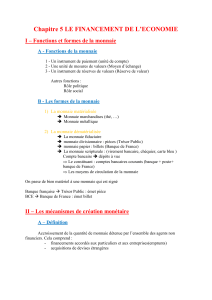 Chapitre 5 LE FINANCEMENT DE L’ECONOMIE
