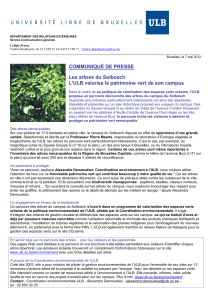 COMMUNIQUÉ DE PRESSE Les arbres du Solbosch