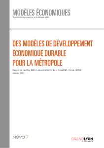MODÈLES ÉCONOMIQUES DES MODÈLES DE DÉVELOPPEMENT ÉCONOMIQUE DURABLE POUR LA MÉTROPOLE