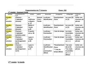 Programmation du 1 1 module : Vivement l’école