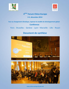 Document de synthèse  4 Forum Chine-Europe
