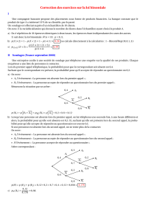 Correction des exercices sur la loi binomiale I
