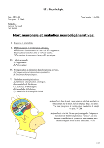 Mort neuronale et maladies neurod&eacute;g&eacute;neratives: UE : Biopathologie.