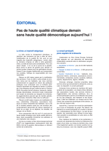 Le climat, un impératif catégorique Le conseil participatif,