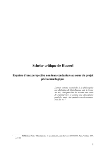 Scheler critique de Husserl Esquisse d’une perspective non transcendantale au cœur du projet  phénoménologique 