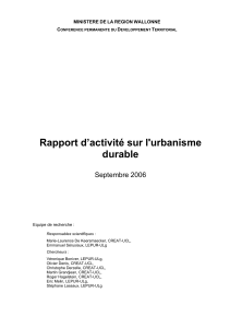 Rapport d’activité sur l'urbanisme durable Septembre 2006