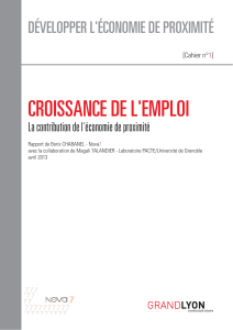 CROISSANCE DE L'EMPLOI D&Eacute;VELOPPER L'&Eacute;CONOMIE DE PROXIMIT&Eacute; [Cahier n&deg;