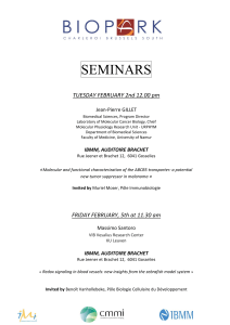 SEMINARS  TUESDAY FEBRUARY 2nd 12.00 pm Jean-Pierre GILLET