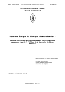 Vers une éthique du dialogue islamo-chrétien :  Université catholique de Louvain