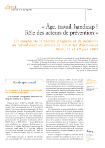 dmt « Âge, travail, handicap ? Rôle des acteurs de prévention »