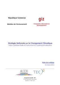 Stratégie Nationale sur le Changement Climatique République Tunisienne