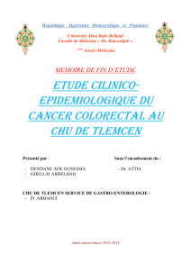 Etude cilinico- epidemiologique du cancer colorectal au chu de Tlemcen