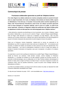 Communiqué de presse Fructueuse collaboration genevoise au profit de l’Altiplano bolivien