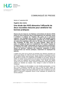 Une étude des HUG démontre l’efficacité de bonnes pratiques COMMUNIQUÉ DE PRESSE