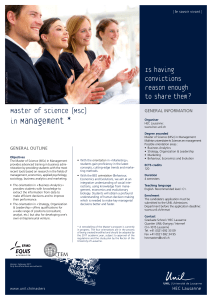Management * Master of Science (MSc)   in  Is having  