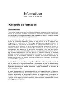 Informatique I Objectifs de formation 1 Généralités