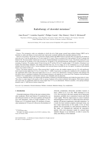 Radiotherapy of choroidal metastases Anna Rosset *, Leonidas Zografos , Philippe Coucke