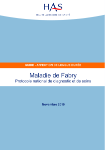 Maladie de Fabry  Protocole national de diagnostic et de soins Novembre 2010