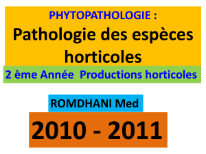 2010 - 2011 Pathologie des espèces horticoles PHYTOPATHOLOGIE