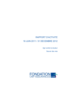 RAPPORT D’ACTIVITE 18 JUIN 2011 / 31 DECEMBRE 2012 Sauver des vies