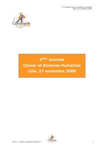 3 Journée Cancer et Sciences Humaine 4 Journée