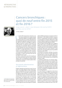 L’ Cancers bronchiques : quoi de neuf entre fin 2015