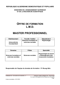O L.M.D. MASTER PROFESSIONNEL FFRE DE FORMATION