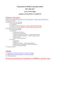 Programme des khôlles de physique-chimie MP* 2016-2017 Lycée Victor Hugo
