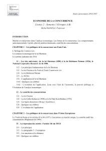 ECONOMIE DE LA CONCURRENCE Licence 2 – Semestre 1 (Groupes A-B)