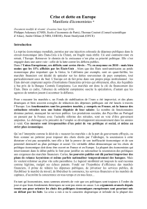Crise et dette en Europe Manifeste d'&eacute;conomistes *