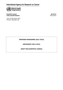 DRAFT FOR SCIENTIFIC COUNCIL PROPOSED PROGRAMME (2012–2015) AND BUDGET (2012–2013)