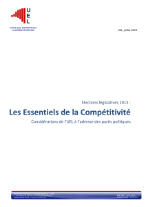 Les Essentiels de la Compétitivité Elections législatives 2013 :