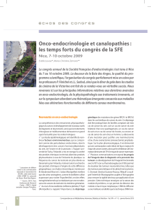 Onco-endocrinologie et canalopathies : Nice, 7-10 octobre 2009