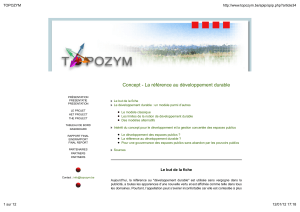 Concept - La référence au développement durable TOPOZYM