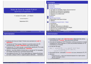 Sommaire Notes de Cours du module FLIN101