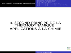 Second principe de la thermodynamique : applications à la chimie