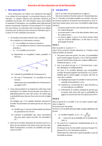 Exercices de baccalauréat sur la loi binomiale I Métropole juin 2012